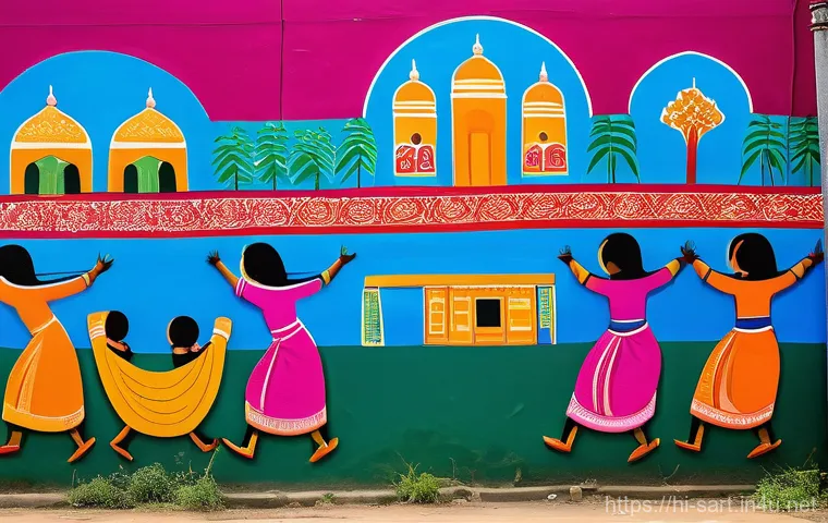 지하철 아트와 커뮤니케이션 - **Prompt 1: Urban Art Celebrating Indian Traditional Culture**
"A vibrant and intricate mural pa...