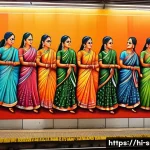 지하철 아트와 컬러 테라피 - **Vibrant Cultural Journey in a Modern Metro Station**
    A bustling, well-lit modern metro station...