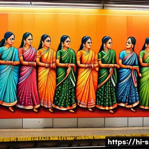 지하철 아트와 컬러 테라피 - **Vibrant Cultural Journey in a Modern Metro Station**
    A bustling, well-lit modern metro station...